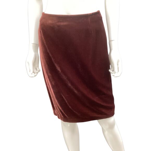 Vintage Versace Instante Women’s Skirt Size M Velvet Brick Color Back Zipper - Picture 1 of 4